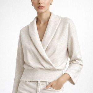 NWT Spanx Air Essentials Shawl Wrap Top Heather Oatmeal